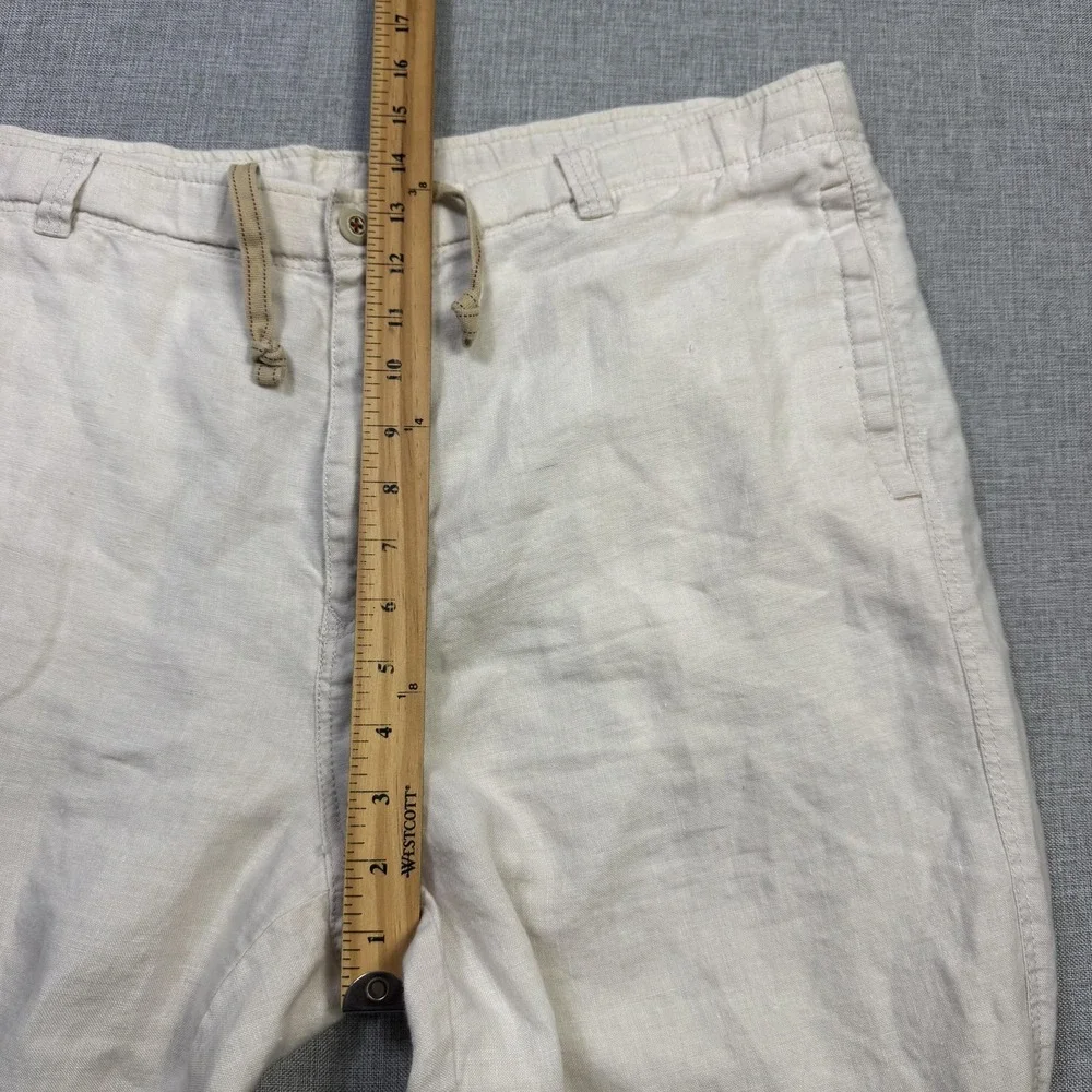 Tommy Bahama Linen Relaxed Drawstring Chino Pants Mens Large Beige Breathable